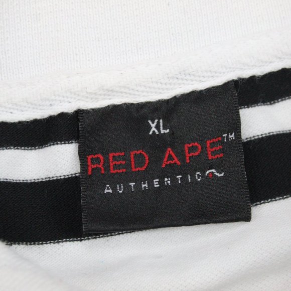 Red Ape White Mulit Color Adult Striped Big Logo Short Sleeve Mens Polo Shirt XL - Picture 5 of 9
